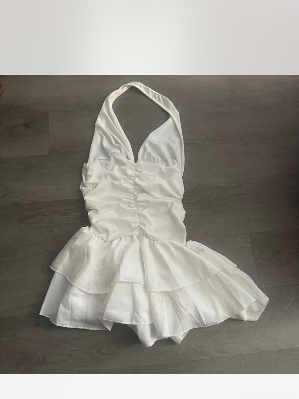 White Halter Ruffle Dress - Picture 3 of 3